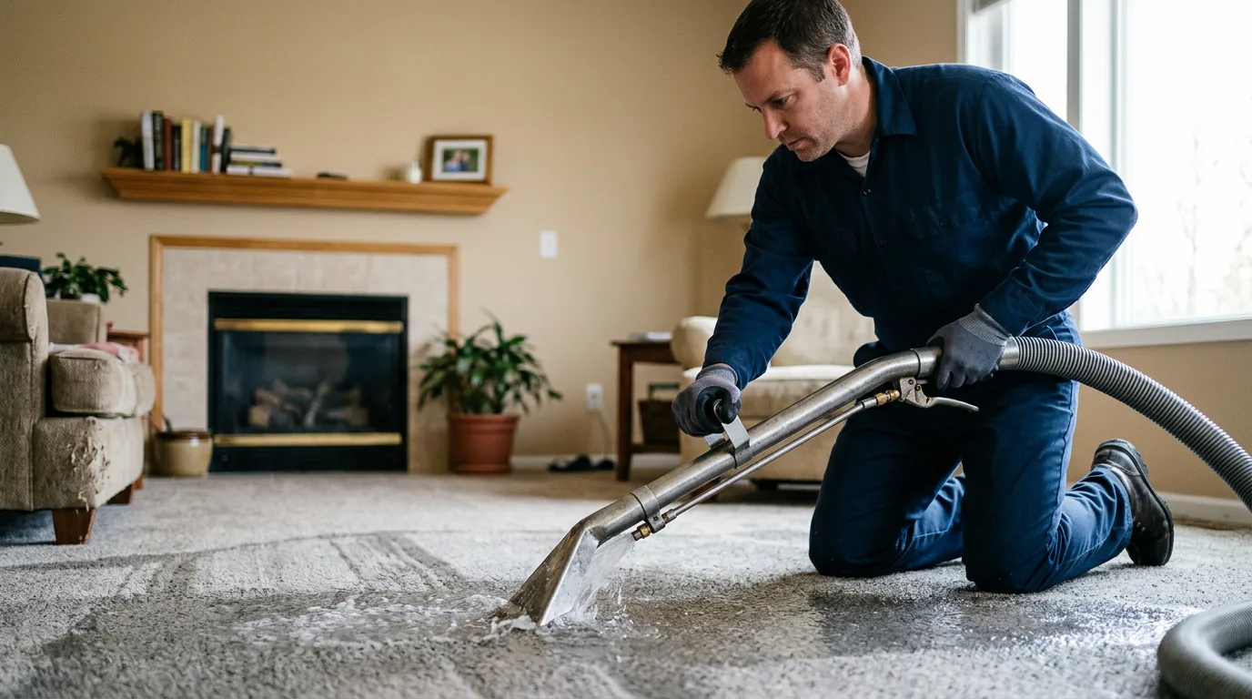 Water damage restoration technician working near Poplar Grove, IL
